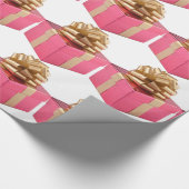 Papier cadeau Pink Present Gold Bow (Coin)