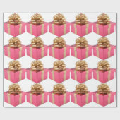 Papier cadeau Pink Present Gold Bow (Plat)