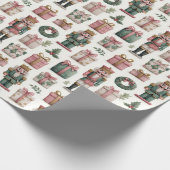 Papier Cadeau Pink Presents with Holiday Nutcracker (Coin)