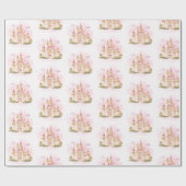 Papier Cadeau Pink Princess Castle fête d'anniversaire (Plat)