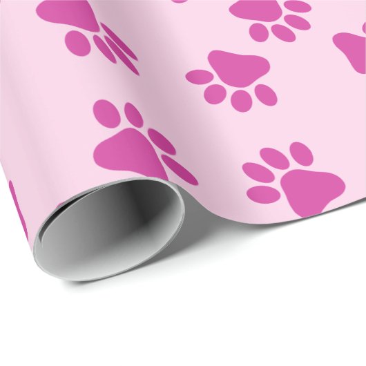 Papier Cadeau Pink Puppy Party Cadeau, Enfants & Animaux Anniver (Coin rond)