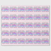 Papier Cadeau Pink Purple Ombre Grille Coeurs Premier anniversai (Plat)