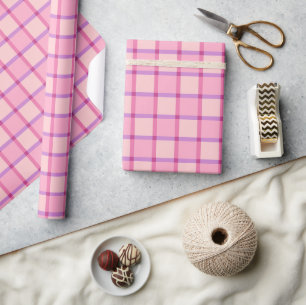 Papier Cadeau Pink Purple Pastel À damiers Motif