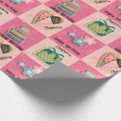 Papier Cadeau Pink Quilt Motif Ajouter Un Nom Anniversaire Pour (Coin)