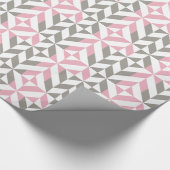 Papier Cadeau Pink Raspberry and Silver Geometric ZigZag (Coin)