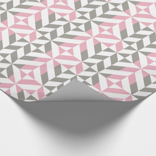 Papier Cadeau Pink Raspberry and Silver Geometric ZigZag (Coin)