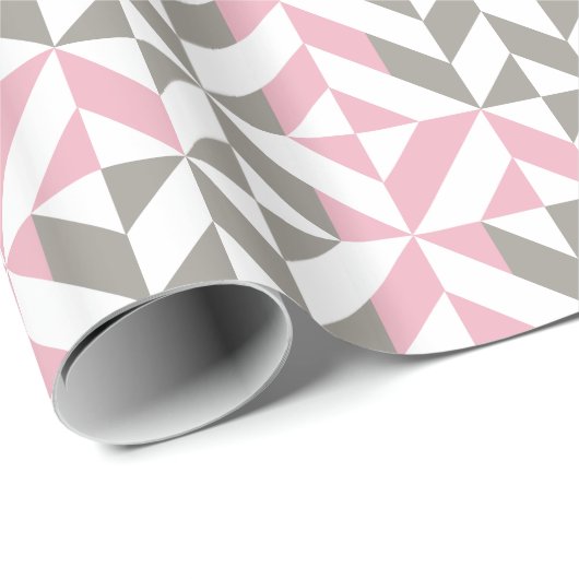 Papier Cadeau Pink Raspberry and Silver Geometric ZigZag (Coin rond)