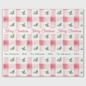 Papier Cadeau Pink Red Green Personalized Retro Christmas (Plat)