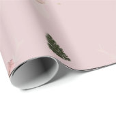 Papier Cadeau Pink Reindeer papier d'emballage de Noël (Coin rond)