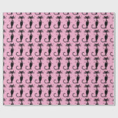 PAPIER CADEAU PINK RETRO CHAT NOIR PAPIER D'ANNIVERSAIRE D'ANNIV (Plat)