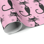 PAPIER CADEAU PINK RETRO NOIR CHRISTMAS PAPIER EN LAVAGE CHRISTM (Coin rond)