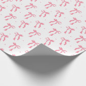 Papier Cadeau Pink Ribbon Bow Pattern White  (Coin)