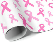 Papier Cadeau Pink Ribbon Breast Cancer Awareness Pattern (Coin rond)