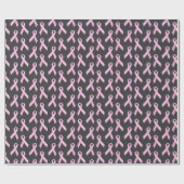 Papier Cadeau Pink Ribbon on Black - Breast Cancer Awareness (Plat)