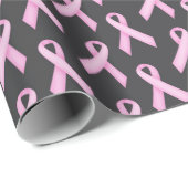 Papier Cadeau Pink Ribbon on Black - Breast Cancer Awareness (Coin rond)