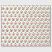 Papier Cadeau Pink Roses Flowers and Greenery (Plat)