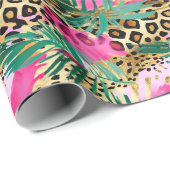 Papier Cadeau Pink Safari Animaux imprimés de fourrure Motif Amu (Coin rond)