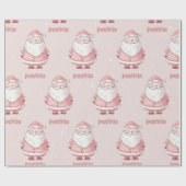 Papier Cadeau Pink Santa Claus Custom Name Christmas (Plat)