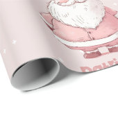 Papier Cadeau Pink Santa Claus Custom Name Christmas (Coin rond)