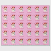 Papier Cadeau Pink Santa Claus Filles personnalisées Noël (Plat)
