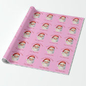 Papier Cadeau Pink Santa Claus Filles personnalisées Noël (Déroulé)