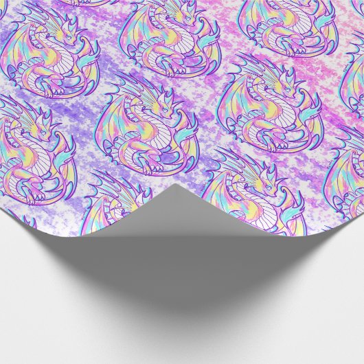 Papier Cadeau Pink Scribble mignonne Girone Dragon Wyvern Inugam (Coin)