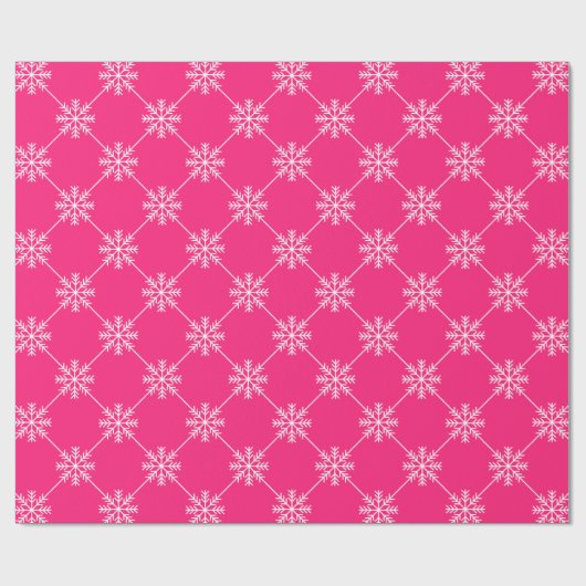Papier Cadeau Pink Snowflakes Diagonal Carré Motif (Plat)