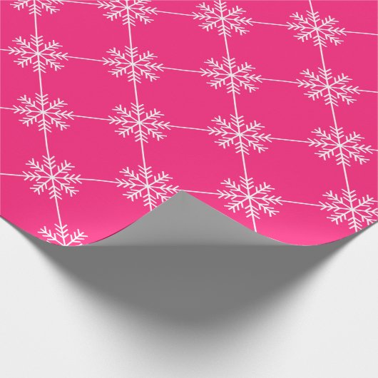 Papier Cadeau Pink Snowflakes Diagonal Carré Motif (Coin)