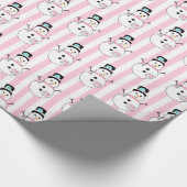 Papier Cadeau Pink Snowman Holiday Cadeau de Noël (Coin)