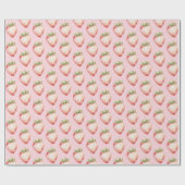 Papier Cadeau Pink Strawberry Fruit Birthday (Plat)