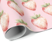 Papier Cadeau Pink Strawberry Fruit Birthday (Coin rond)