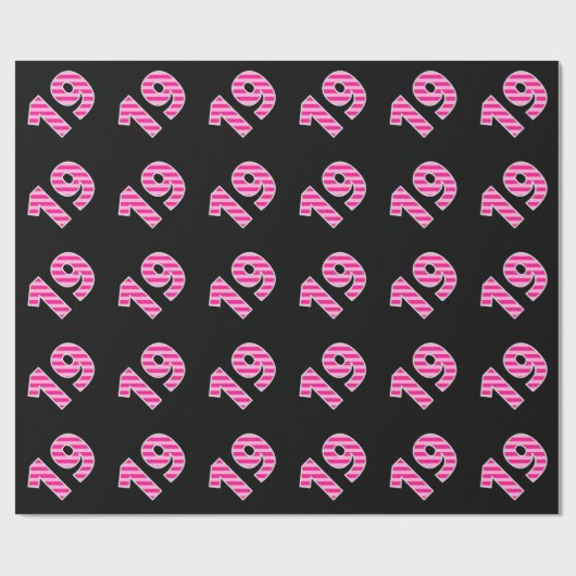 Papier Cadeau Pink Stripes 19 N° d'événement (Anniversaire, Anni (Plat)