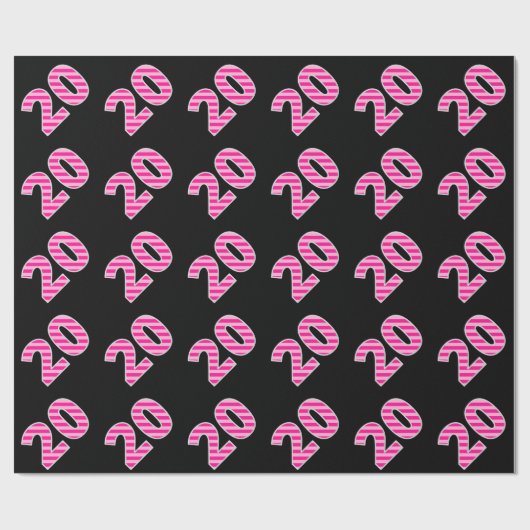 Papier Cadeau Pink Stripes 20 N° d'événement (Anniversaire, Anni (Plat)