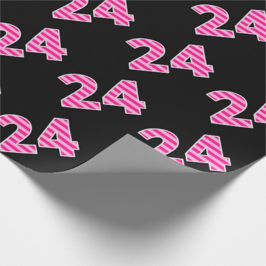 Papier Cadeau Pink Stripes 24 N° d'événement (Anniversaire, Anni (Coin)