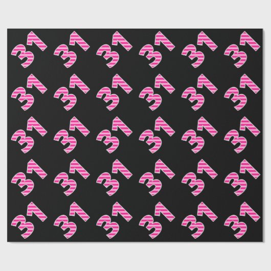 Papier Cadeau Pink Stripes 31 N° d'événement (Anniversaire, Anni (Plat)