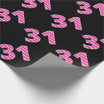 Papier Cadeau Pink Stripes 31 N° d'événement (Anniversaire, Anni<br><div class="desc">Ce design amusant de papier d'emballage comporte le numéro "31" avec un motif rayé rose foncé et rose clair, sur un arrière - plan de couleur noire. Un papier comme celui-ci peut être utilisé pour envelopper des cadeaux donnés à quelqu'un qui célèbre son 31e anniversaire, à un couple célébrant son...</div>