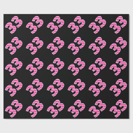 Papier Cadeau Pink Stripes 33 N° d'événement (Anniversaire, Anni (Plat)
