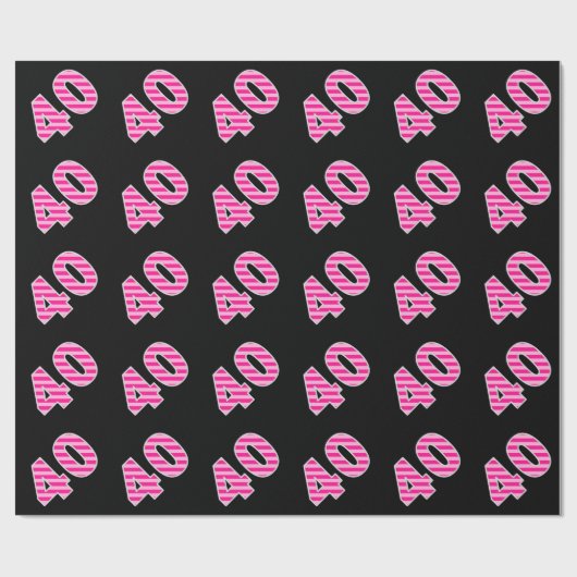 Papier Cadeau Pink Stripes 40 N° d'événement (Anniversaire, Anni (Plat)