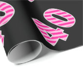 Papier Cadeau Pink Stripes 40 N° d'événement (Anniversaire, Anni (Coin rond)