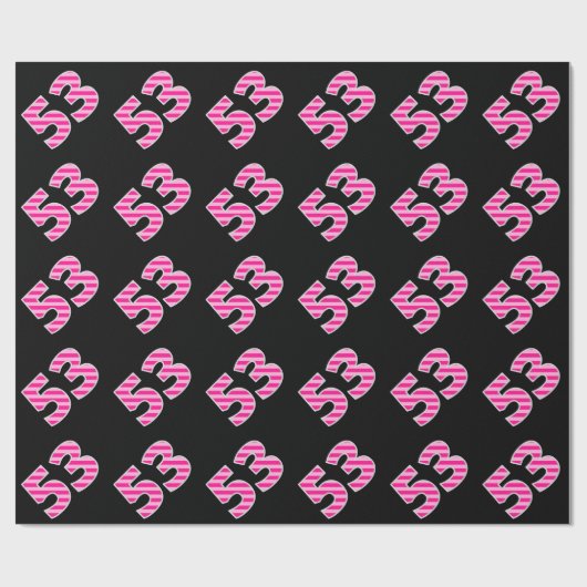 Papier Cadeau Pink Stripes 53 N° d'événement (Anniversaire, Anni (Plat)