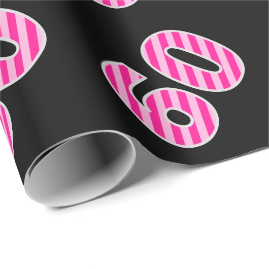 Papier Cadeau Pink Stripes 60 N° d'événement (Anniversaire, Anni (Coin rond)