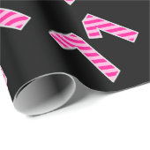 Papier Cadeau Pink Stripes 71 N° d'événement (Anniversaire, Anni (Coin rond)