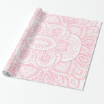 Papier Cadeau Pink Sur Mandala Tribal Blanc<br><div class="desc">Elégant rose sur changeable blanc arrière - plan vintage orné de mandala closeup tribale. Cool pour mariage et toute occasion élégante.</div>