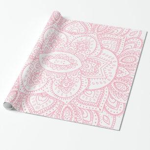 Papier Cadeau Pink Sur Mandala Tribal Blanc