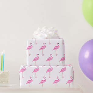 Papier Cadeau Pink Tropical Flamant rose mignon fête d'anniversa