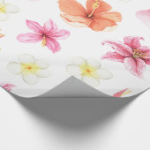 Papier Cadeau Pink Tropical Watercolor Floral Pattern (Coin)