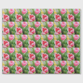 Papier Cadeau Pink Tulips, Floral Spring Bouquet, Flowers (Plat)