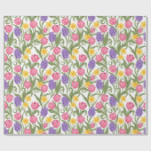 Papier Cadeau Pink Tulips, Yellow Daffodils, Purple Hyacinths (Plat)