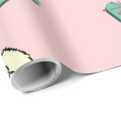 Papier Cadeau Pink Vintage Retro Santa  (Coin rond)