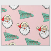 Papier Cadeau Pink Vintage Retro Santa  (Plat)